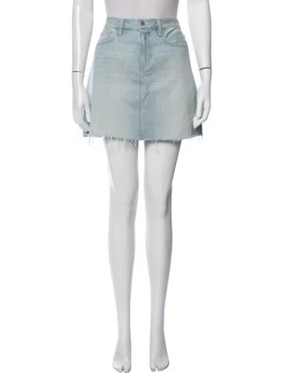 Pre-owned L'agence Distressed Accents Mini Skirt In Blue