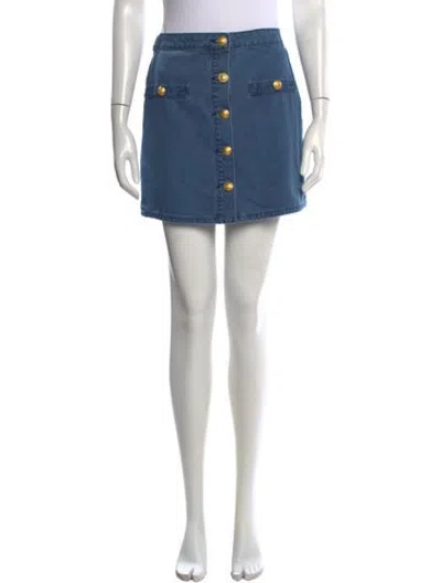 Pre-owned L'agence Distressed Accents Mini Skirt In Blue