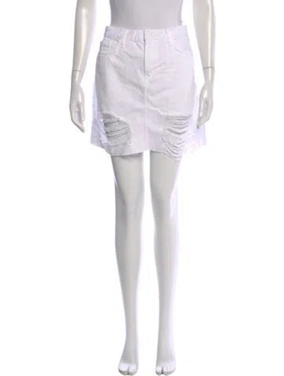 Pre-owned L'agence Distressed Accents Mini Skirt In White