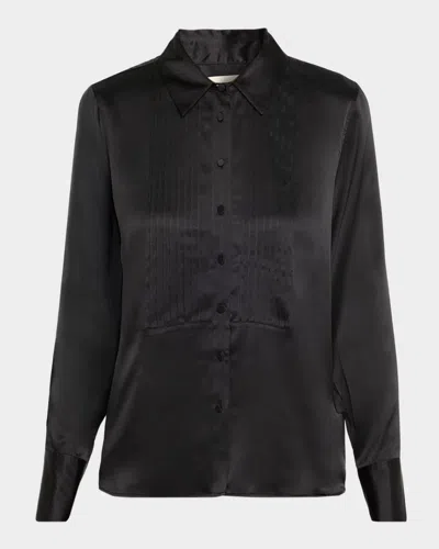 L'agence Divya Pintuck Tux Shirt In Black