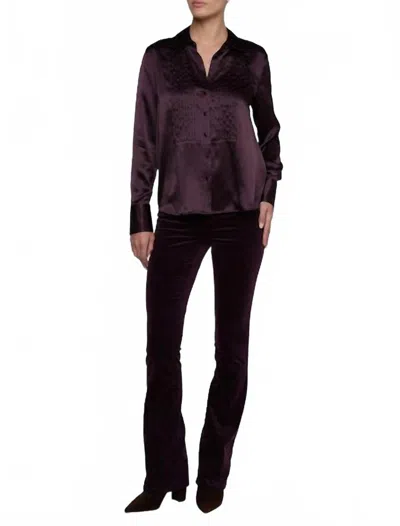 L'agence Divya Silk Shirt In Dark Malbec In Brown