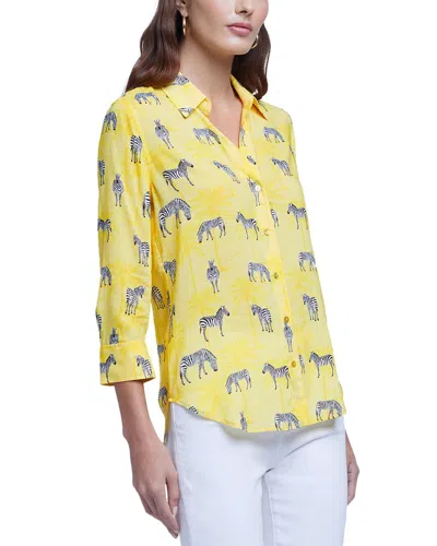 L'agence Dnu  Camille 3/4-sleeve Blouse In Yellow