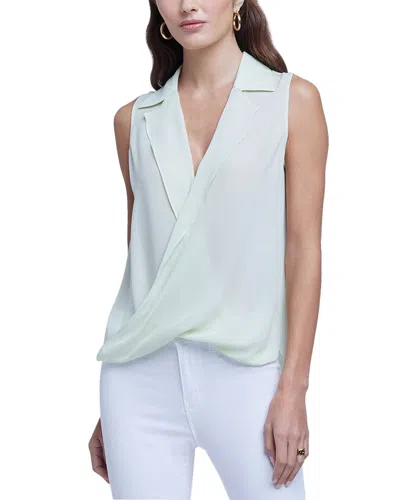 L'agence Dnu  Freja Draped Silk Blouse In White