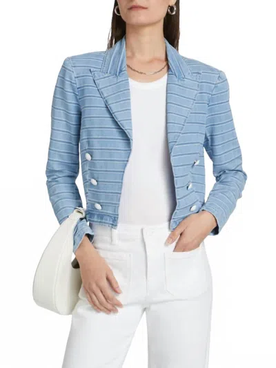 L'agence Dolly Striped Cropped Blazer In Tempe In Blue