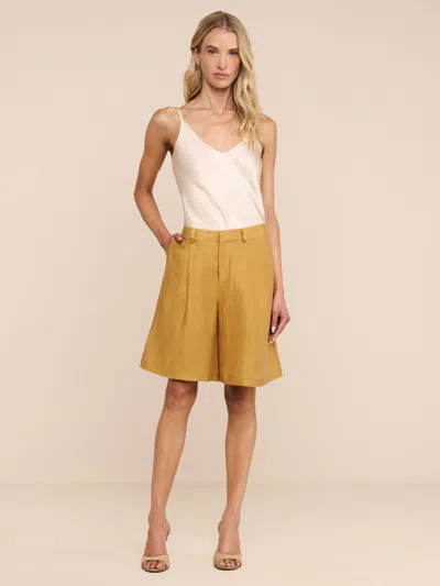 L'agence Doretta Linen-blend Bermuda Short In Gold