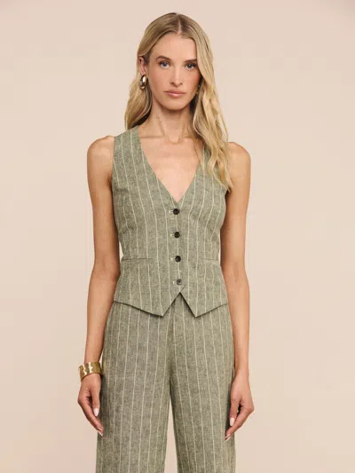 L'agence Drina Linen-blend Vest In Green