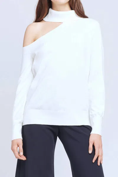 L'agence Easton One Shoulder Sweater In Ivory In White