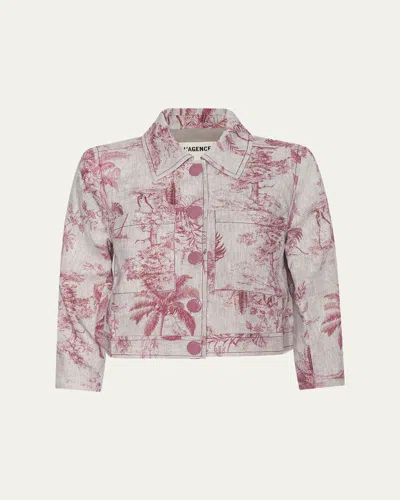 L'agence Eda Cropped Etoile-print Linen Jacket In Multi