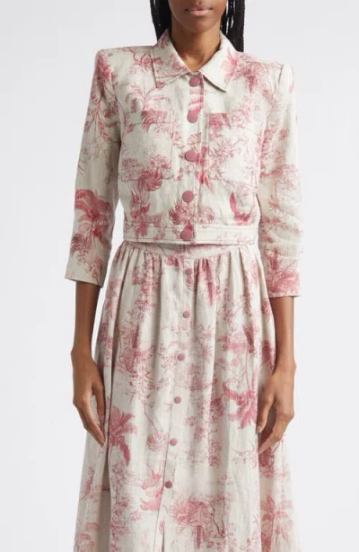 L'agence Eda Jungle Toile Linen Jacket In White
