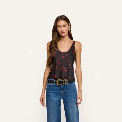 L'agence Eddie Satin Tank In Burgundy/black Cherry Crush