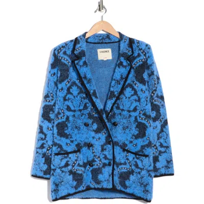 L'agence Eileen Jacquard Knit Blazer In Blue