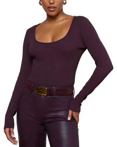 L'agence Elara Scoop Neck Bodysuit In Purple