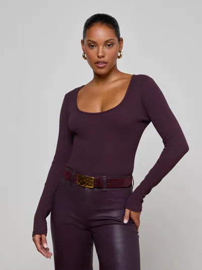 L'agence Elara Scoopneck Bodysuit In Animal Print