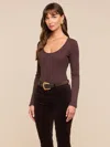 L'agence Elara Scoopneck Bodysuit In Dark Java