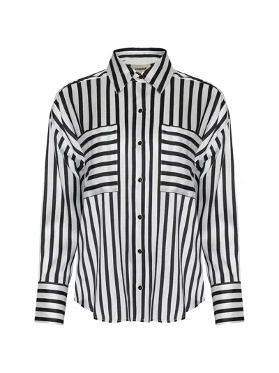 L'agence Eliora Striped Shirt In Black