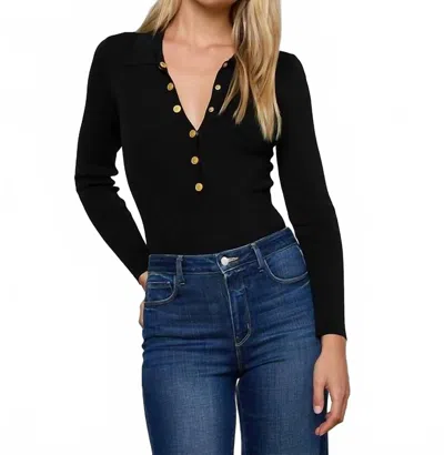 L'agence Elizabeth Knit Bodysuit In Black/gold