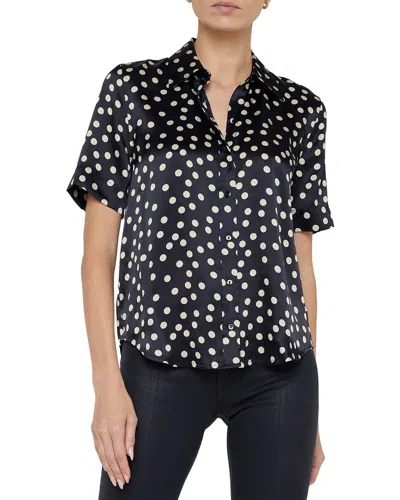 L'agence Ellah Short Sleeve Silk Blouse In Black