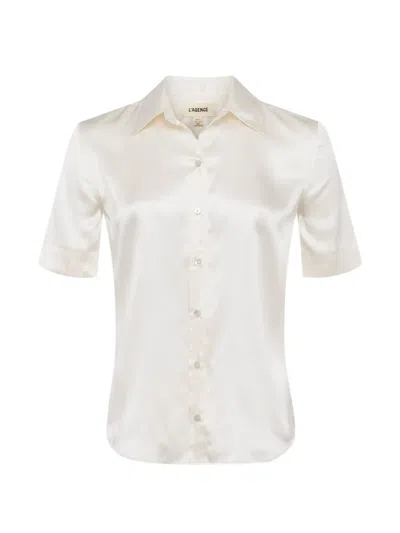 L'agence Ellah Short-sleeve Blouse In Neutral