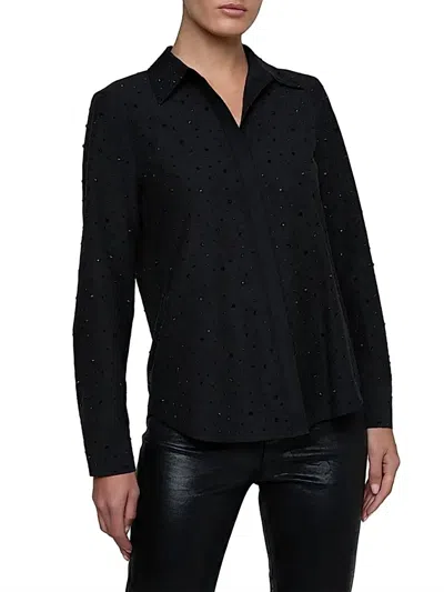 L'agence Ellery Embellished Cotton-blend Blouse In Black Crystal
