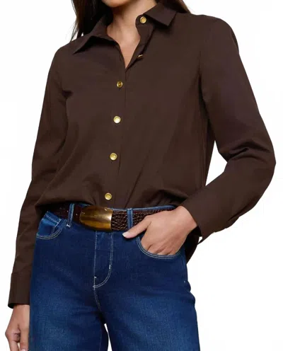 L'agence Ellery Long Sleeve Blouse In Coffee Bean In Multi