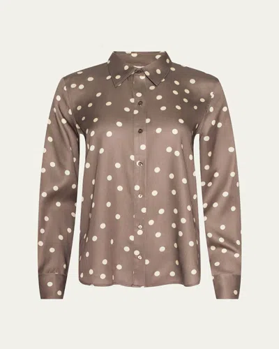 L'agence Ellery Polka Dot Button-up Shirt In Brown