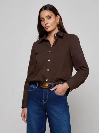 L'agence Ellery Poplin Shirt In Brown