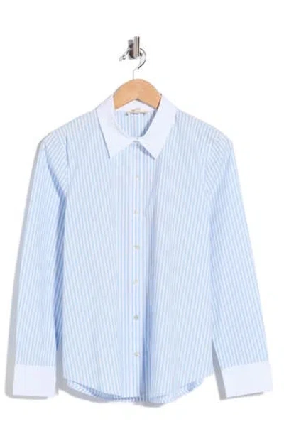 L'agence Ellery Striped Button Shirt In Blue