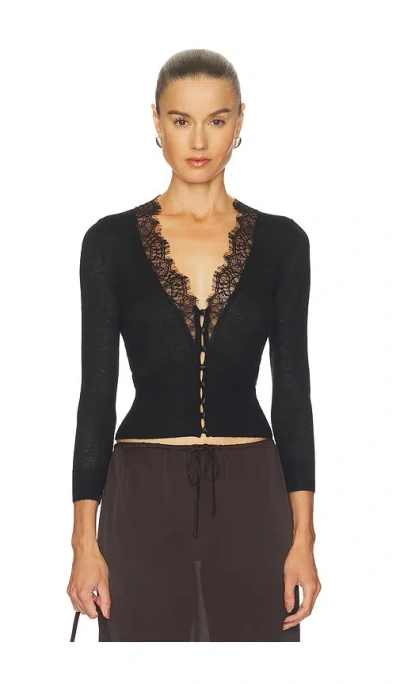 L'agence Eluna Lace Detail Cardigan In Black