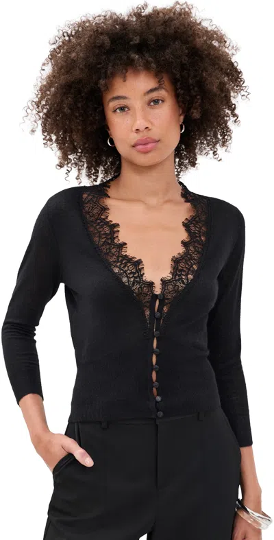 L'agence Eluna Lace Detail Cardigan Black