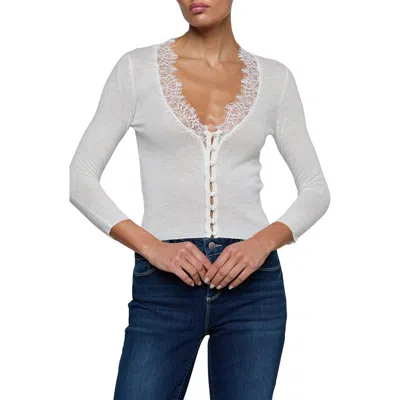 L'agence Eluna Lace Detail Cardigan In Gray