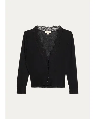 L'agence Eluna Lace-trim Cardigan In Black