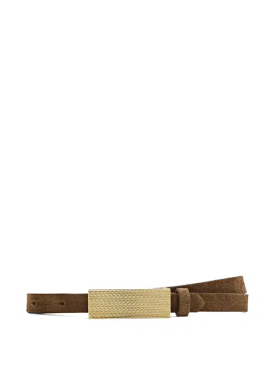 L'agence Elyse Leather Belt In Gold