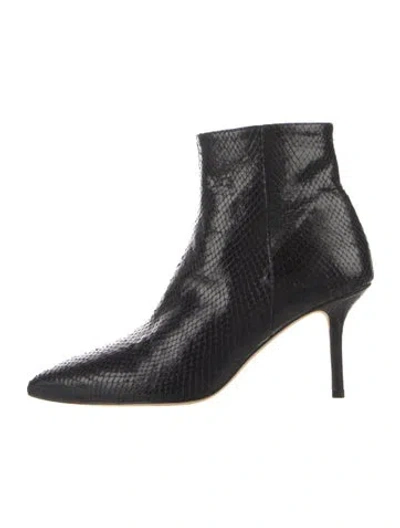 Pre-owned L'agence Embossed Leather Animal Print Boots In Blue