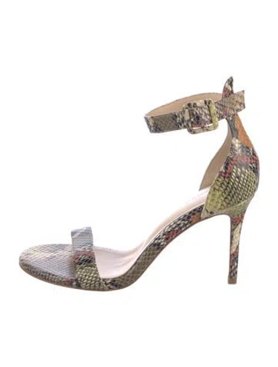 Pre-owned L'agence Embossed Leather Animal Print Sandals