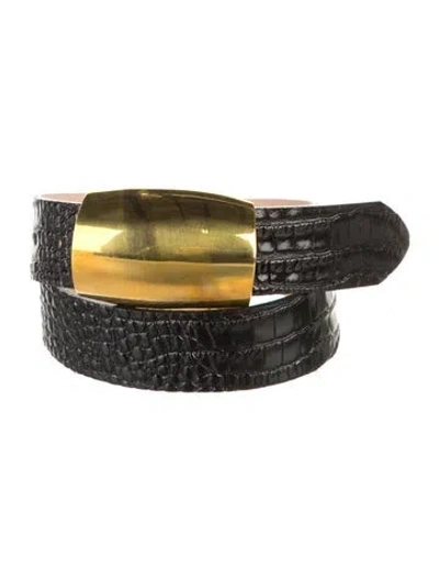 Pre-owned L'agence Embossed Leather Belt In Black