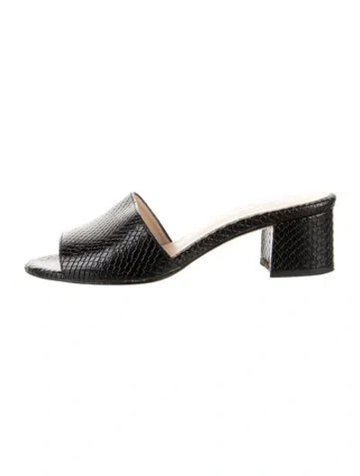 Pre-owned L'agence Embossed Leather Slides In Black