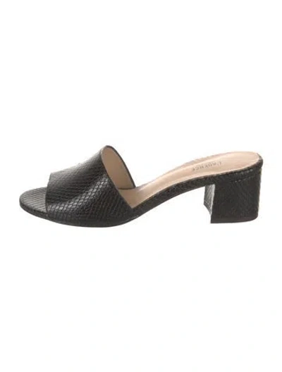 Pre-owned L'agence Embossed Leather Slides In Black
