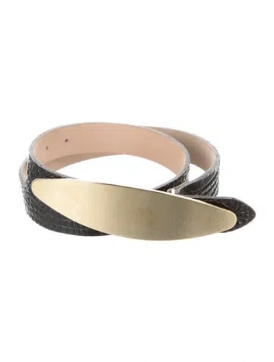 Pre-owned L'agence Embossed Leather Waist Belt In Black