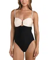 L'agence Emilia Solids Color Block Bandeau One Piece Swimsuit In Black