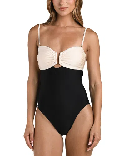 L'AGENCE L'AGENCE EMILIA SOLIDS COLOR BLOCK BANDEAU ONE PIECE SWIMSUIT