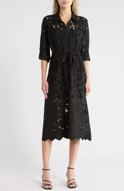 L'agence Emilio Long Sleeve Shirtdress In Black