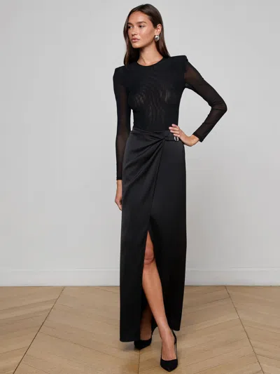 L'agence Emmarie Maxi Wrap Skirt In Black