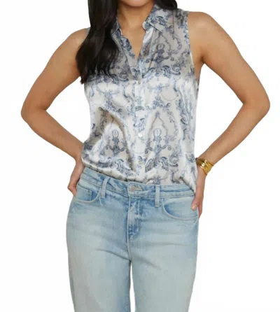 L'agence Emmy Sleeveless Blouse In Blue Toile In Multi