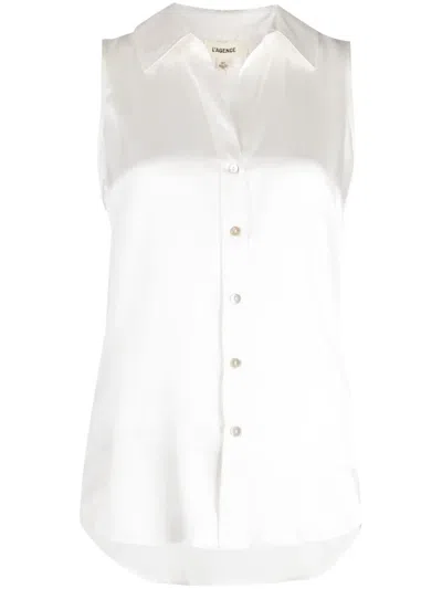 L'agence Emmy Sleeveless Silk Blouse In Ivory