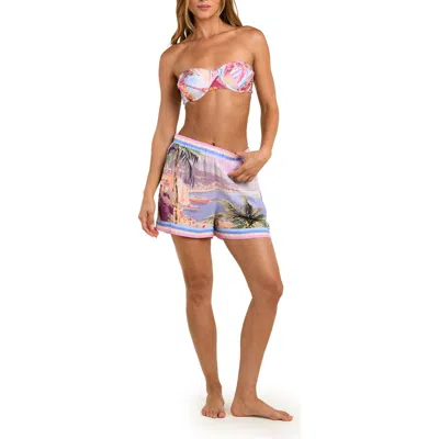 L'agence Enyo Postcard Print Cover-up Shorts In Multi