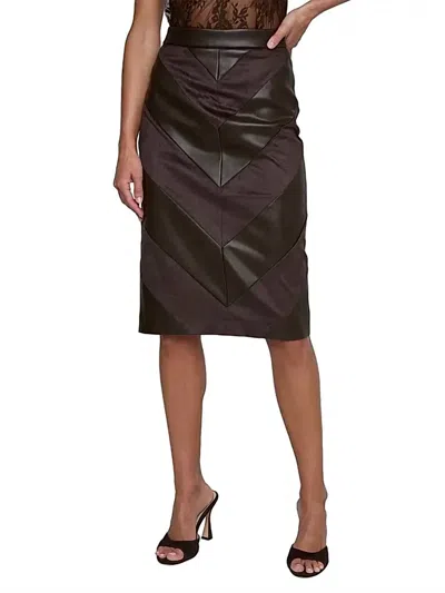 L'agence Erma Patchwork Skirt In Dark Brown