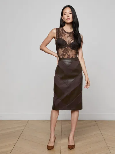 L'agence Erma Pencil Skirt In Brown