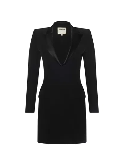 L'agence Esti Shawl-lapel Mini Dress In Black