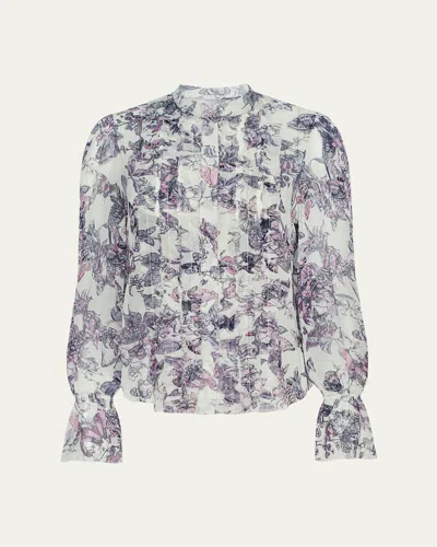 L'agence Eunice Ruffle-sleeve Blouse In Vintage White
