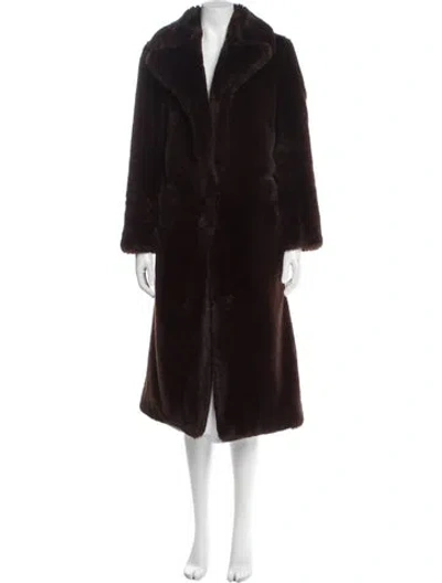 Pre-owned L'agence Faux Fur Coat In Brown